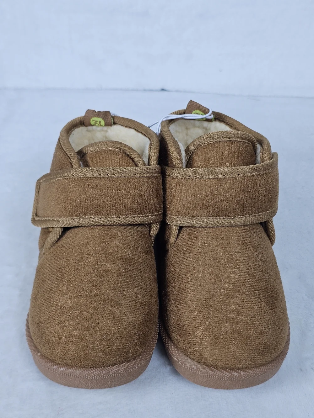Toddler Fleece Lined Winter Booties Faux Suede Tan Shoes First Steps Size 9